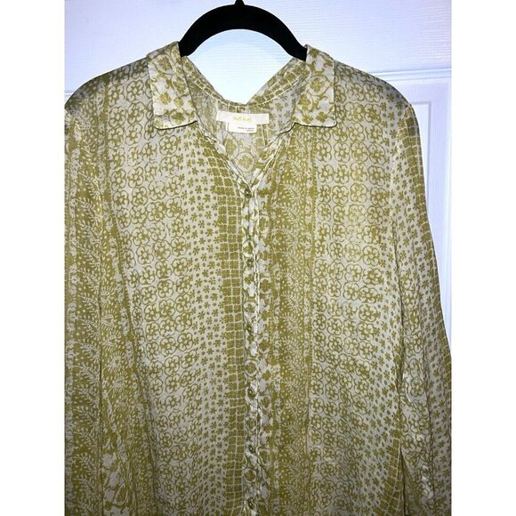 Anthropologie HEI HEI Daytrip Yellow Floral Print Long Sleeve Blouse Size S - Picture 3 of 9